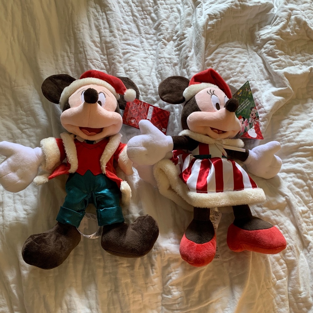 Disney Mickey & Minnie as Santa & Mrs Claus Plush Christmas Decor - NwT 16"